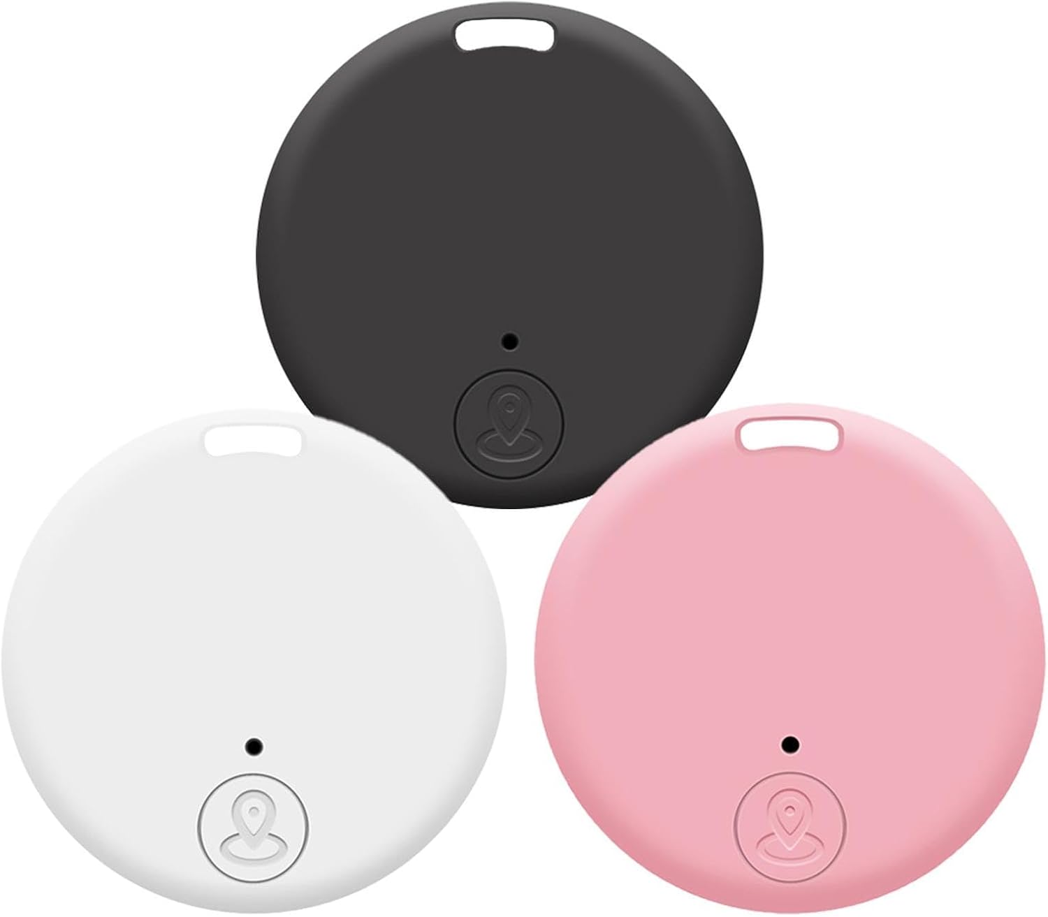 3PCS Round GPS Tracker, Blue tooth Anti-Lost Device, GPS Tracking Key Tags, Key Finder Locator with Real-Time Tracking, Smart Positioning, Two-Way Alarm Reminder, Pet Tracker for Dog&Cat, 3.7cm, 7g