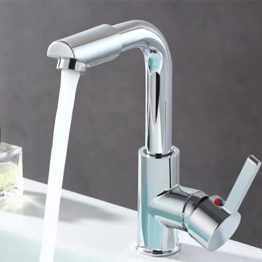 Frap Basin Mixer Taps, 360° Rotate Bathroom Faucets Single Handle Single Hole Wet Bar Sink Water Mixer