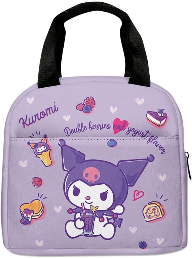 LKNBIF Kurromi Thermal Insulated Lunch Bag - Cartoon Anime Tote Cooler Box for Kids, Food Storage Container for School, Travel, Picnic and Camping