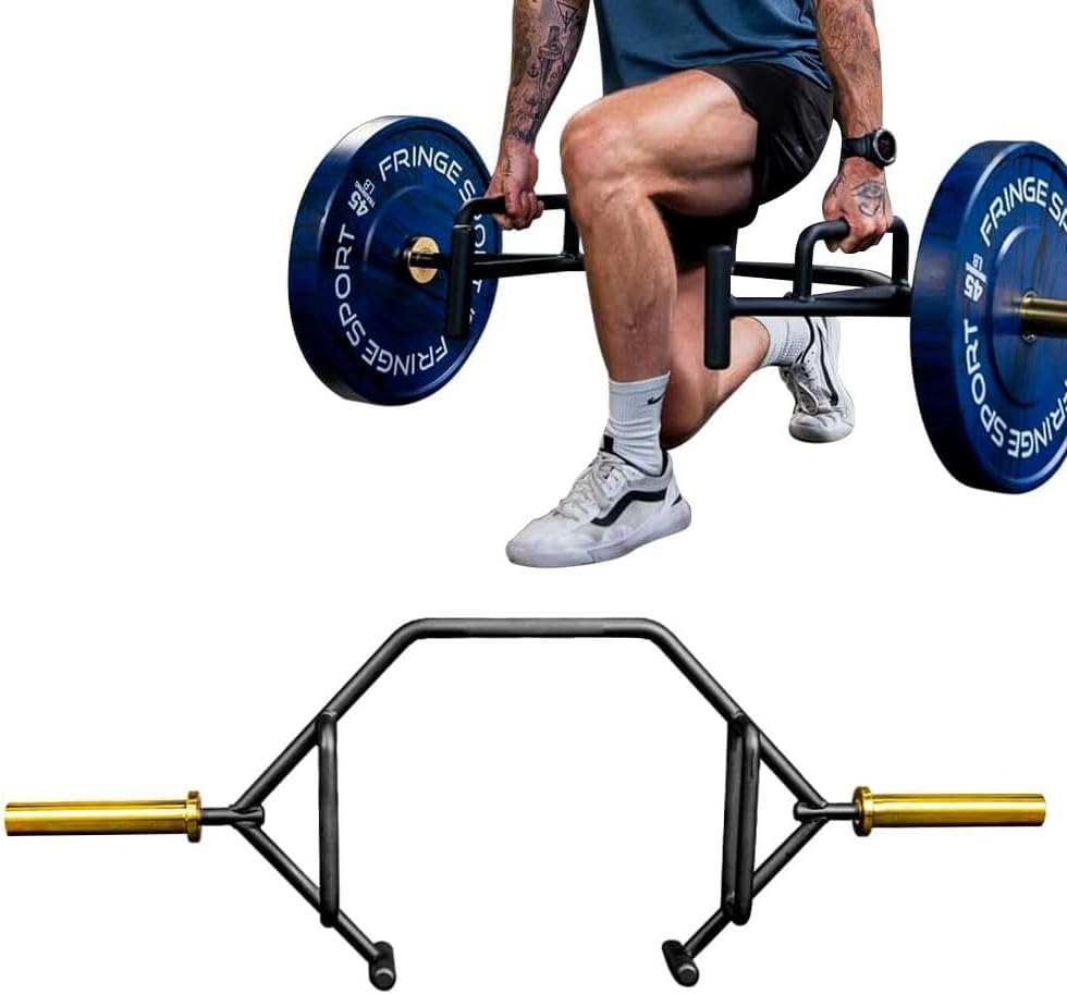 FringeSport 2-Inch Midas Open Trap Bar, Weight Lifting Olympic Barbell - 700 LBS Capacity - Gold titanium sleeves with signature end caps, Shrug and Hex Bar