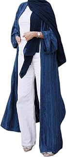 Womens Muslim Kimono Abaya Solid Striped Retro Ethnic Cardigan Robe Dubai Middle Eastern Saudi Arabia Eid Clothes