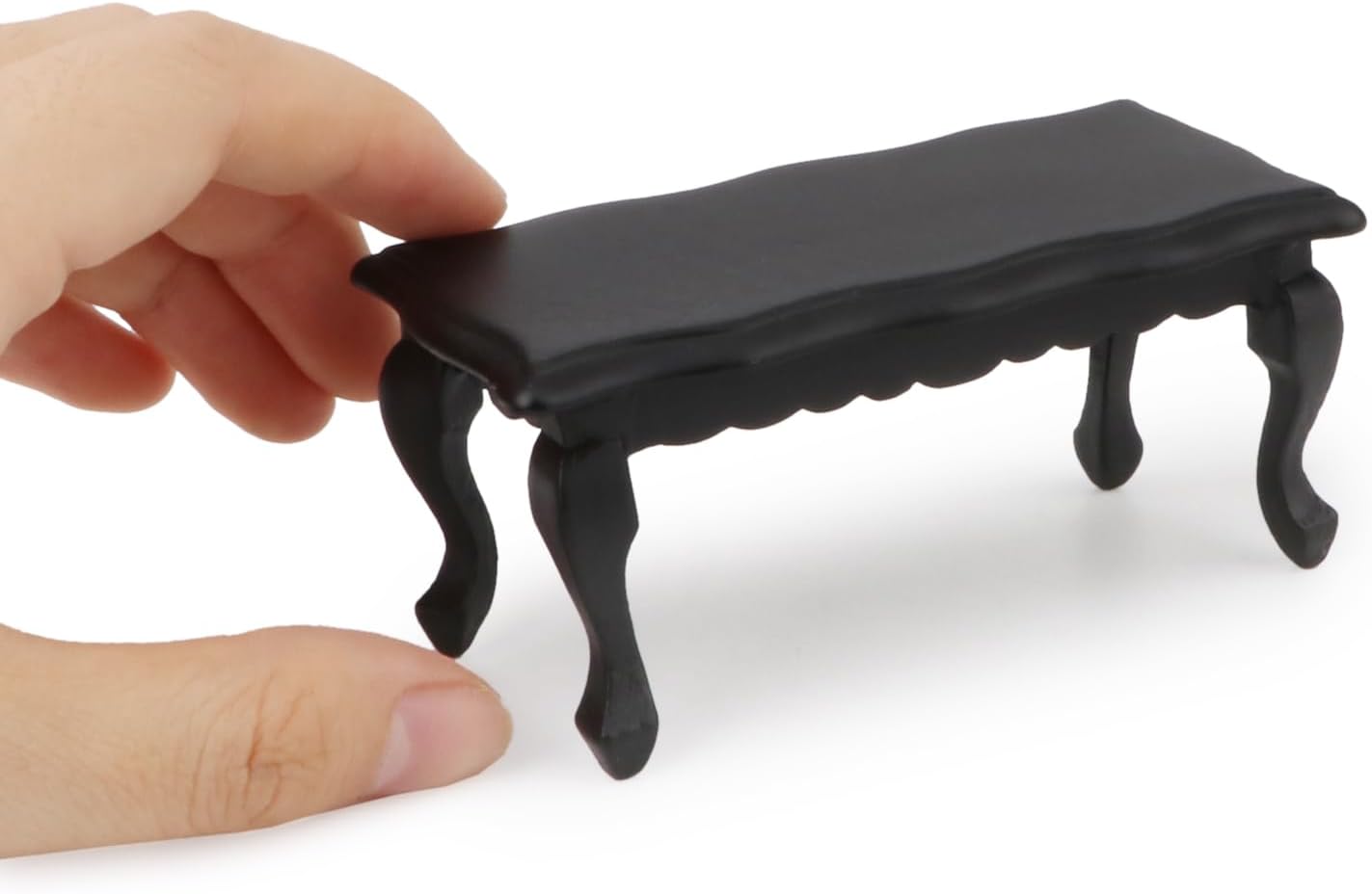 Miniature Furniture End Table 1:12 Furniture for Dollhouse Long Side Table Miniature Room Ornaments Living Room Bedroom Library Scene Decoration (Black)