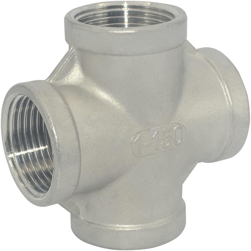 1" NPT Female Thread 4 Way Coupling,Cross,Stainless Steel 304 Cast Pipe Fitting