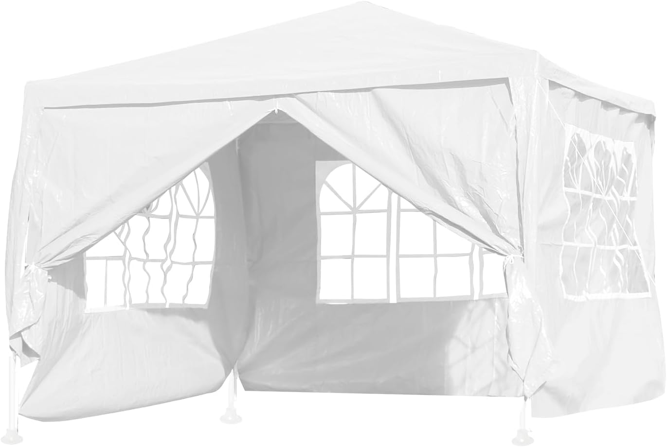 Panana 10''x10'' Gazebo with 4 Side Panels Waterproof PE Garden Marquee Canopy Party Wedding Tent Marquee 3X3m (White)