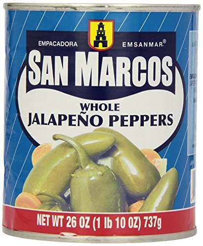 San Marcos Whole Jalapeno Peppers 26 Oz (Pack of 4) by San Marcos