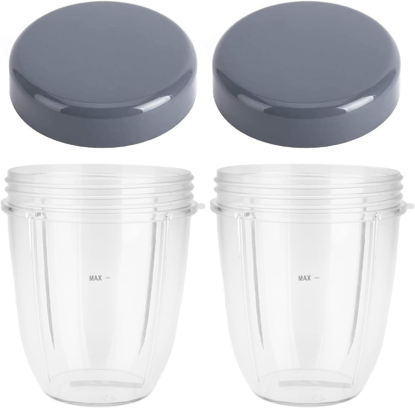 Dreld 2 Pack 18oz Cup with Flat Lid Replacement Parts Compatible with Nutribullet 600W 900W Blender Juicer (18oz)