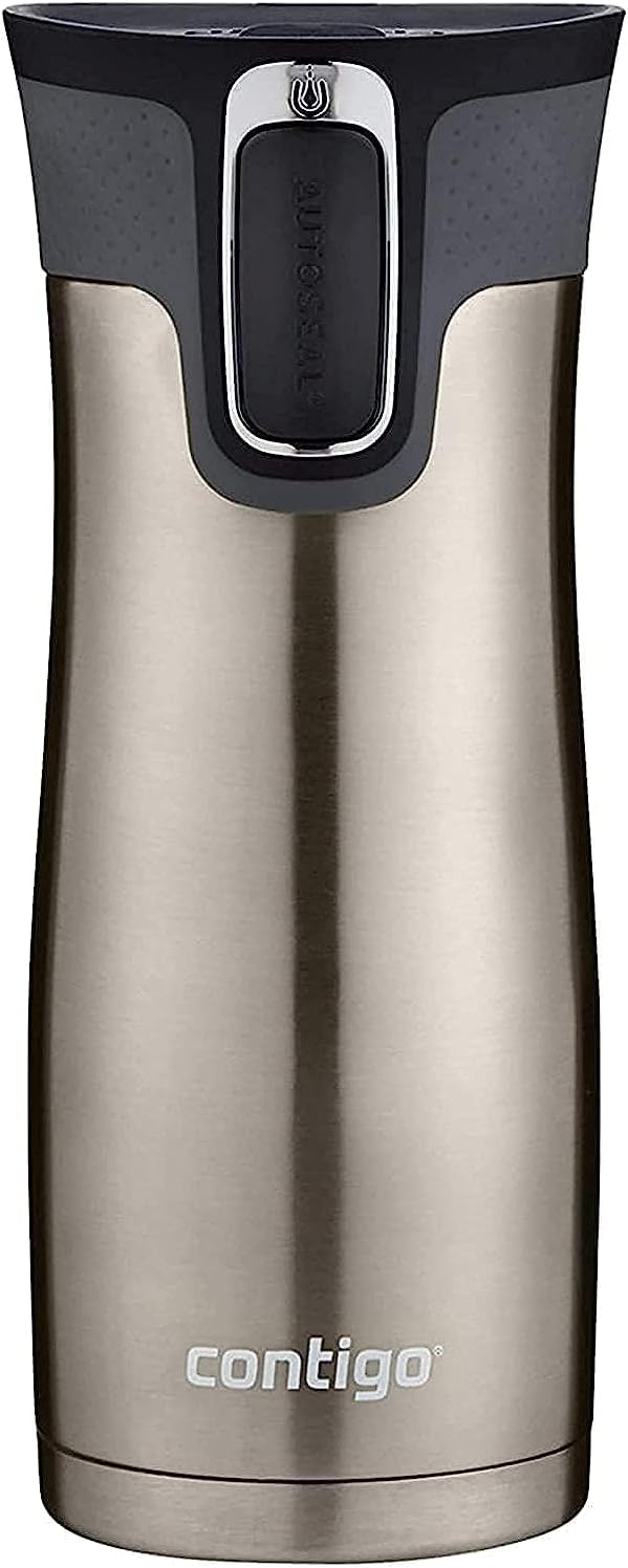 Contigo West Loop Stainless Steel Travel Mug with AUTOSEAL Lid, 16oz., Stainless Steel/Black