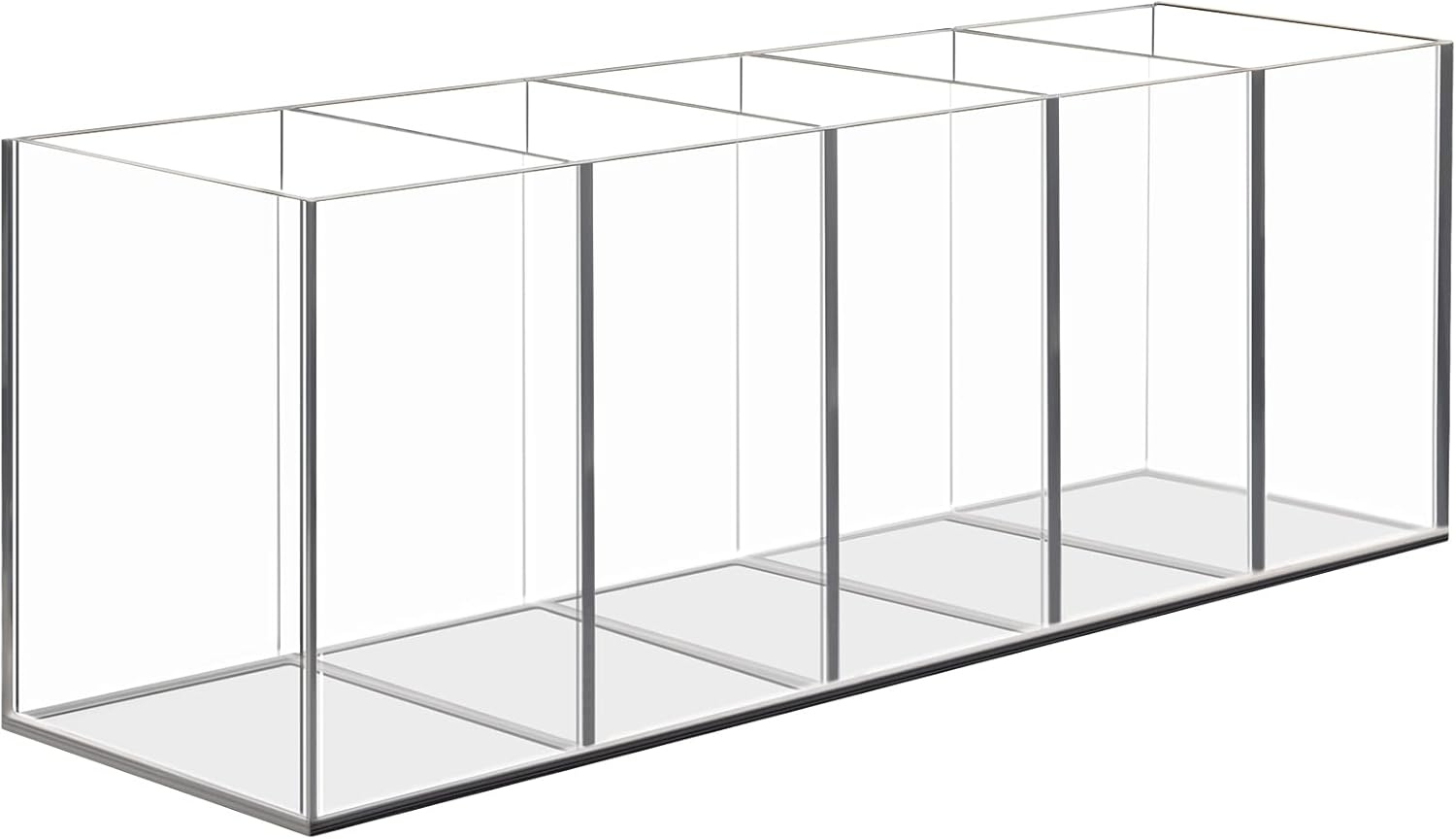 Uquelic Acrylic Pen Pencil Holder, 5 Compartments Clear Pen Pot - Desktop Stationery Storage Makeup Brushes Holder for Desk, Acrylic organiser Pen Holder Desk Tidy