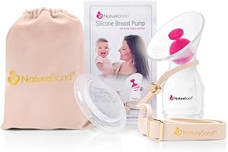 NatureBond Silicone Breast Pump with lid, Stopper, Strap, Pouch. Breastfeeding Essential Premium All in 1 Set. 3.4oz 100ml (Premium All-in-ONE)