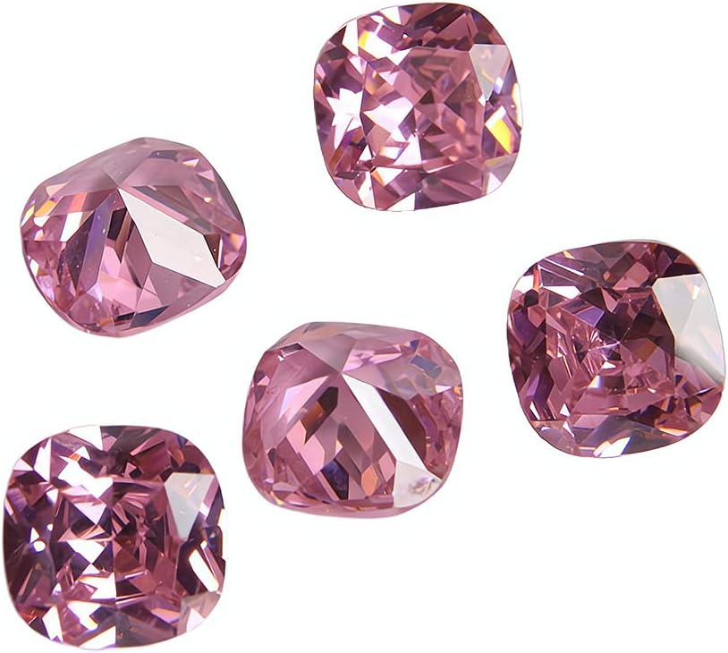 Comidox 5Pcs Unheated Pink Sapphire Cushion Shape Color Loose Gemstone 12x12mm