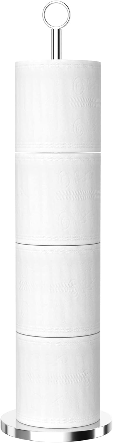 Toilet Paper Holder Stand(with Reserve Function), Free-Standing Stainless Steel Stand for Bathroom & Toilet Spare Rolls Storage