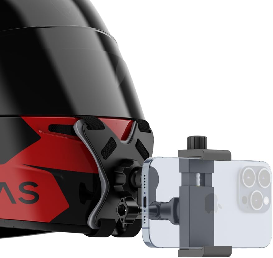 SOH Updated Motorcycle Helmet Chin Strap Mount with Phone Clip Compatible with iPhone 15 Pro Max/14/13 Pro/Mini/Samsung,Google,LG, Pixel, Huawei, Xiaomi,All Smartphones（New）