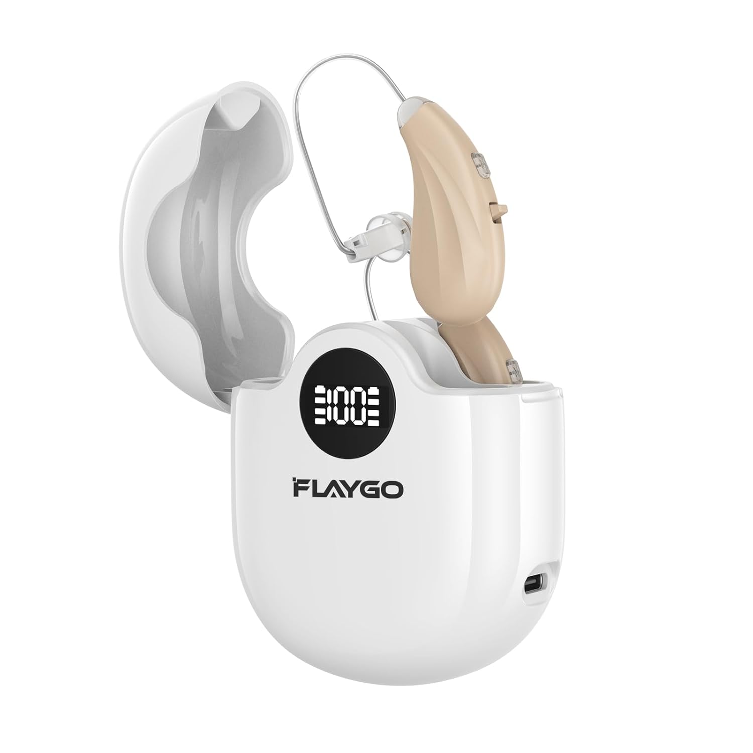 Hearing Amplifiers, Otc Hearing Aids For People With Hearing Loss, Sound Quality Restoration, Intelligent Noise Reduction, Standby 80h, One-Button Operation, Comfortable Wearing, White