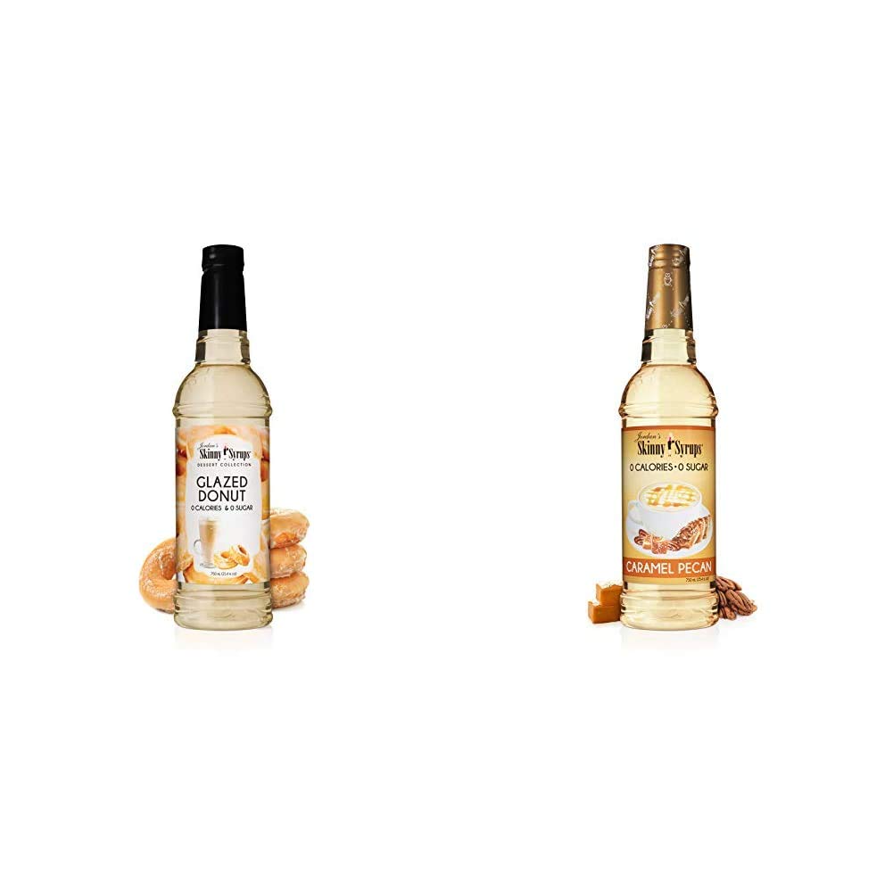 Jordan's Skinny Syrups Sugar Free Coffee Syrups, Glazed Donut and Caramel Pecan Flavors (25.4 Fl Oz, 1 Pack)