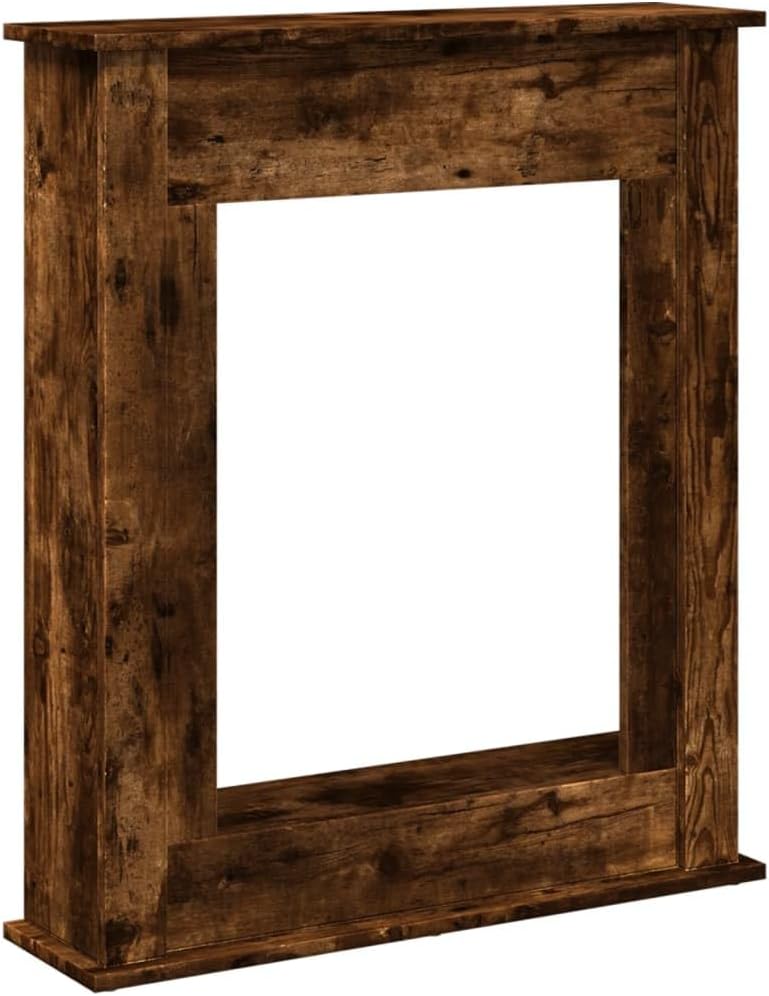 vidaXL Fireplace Surround - Smoked Oak Engineered Wood - Functional Mantel Shelf - 75 x 20 x 87.5 cm - LED Flame Compatible