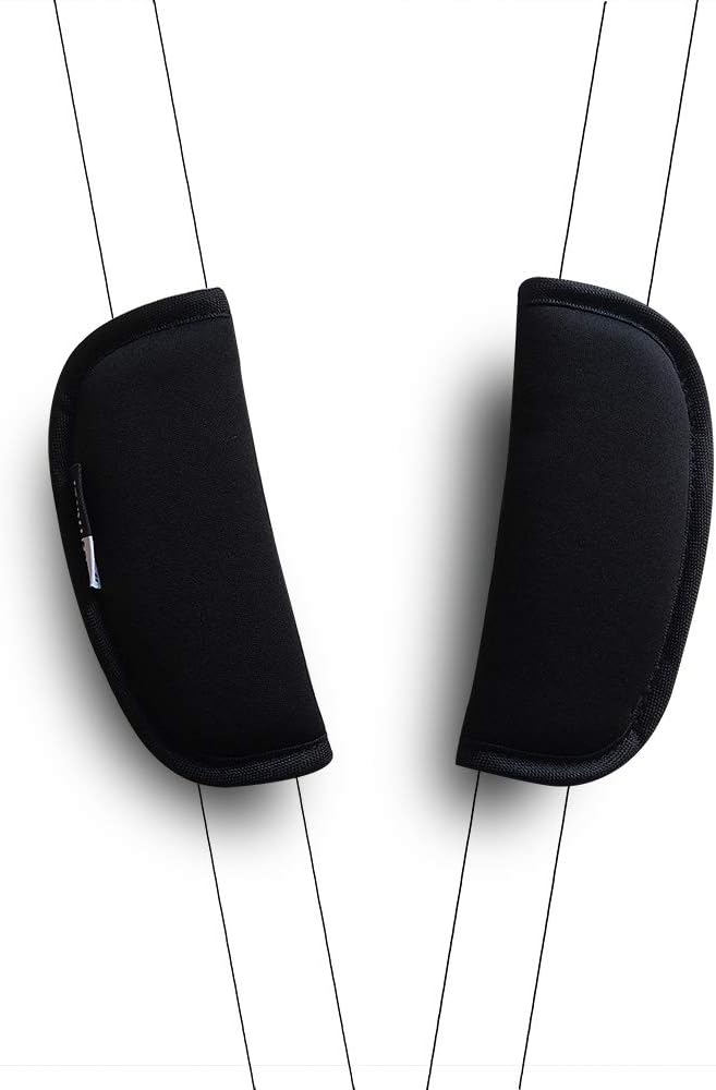 2 Piece Baby Stroller Car Seat Strap Covers Universal Soft Seat Belt Cushion for Newborns Infants and Kids (Black)