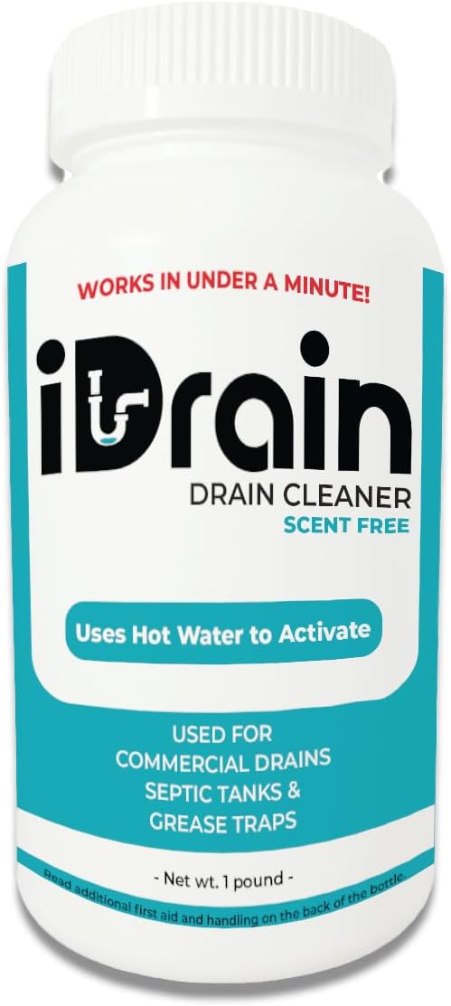 Scent Free Drain Cleaner | Powerful Drain Opener for Household Drains, Commercial Drains, Septic Tanks & Grease Traps 1LB