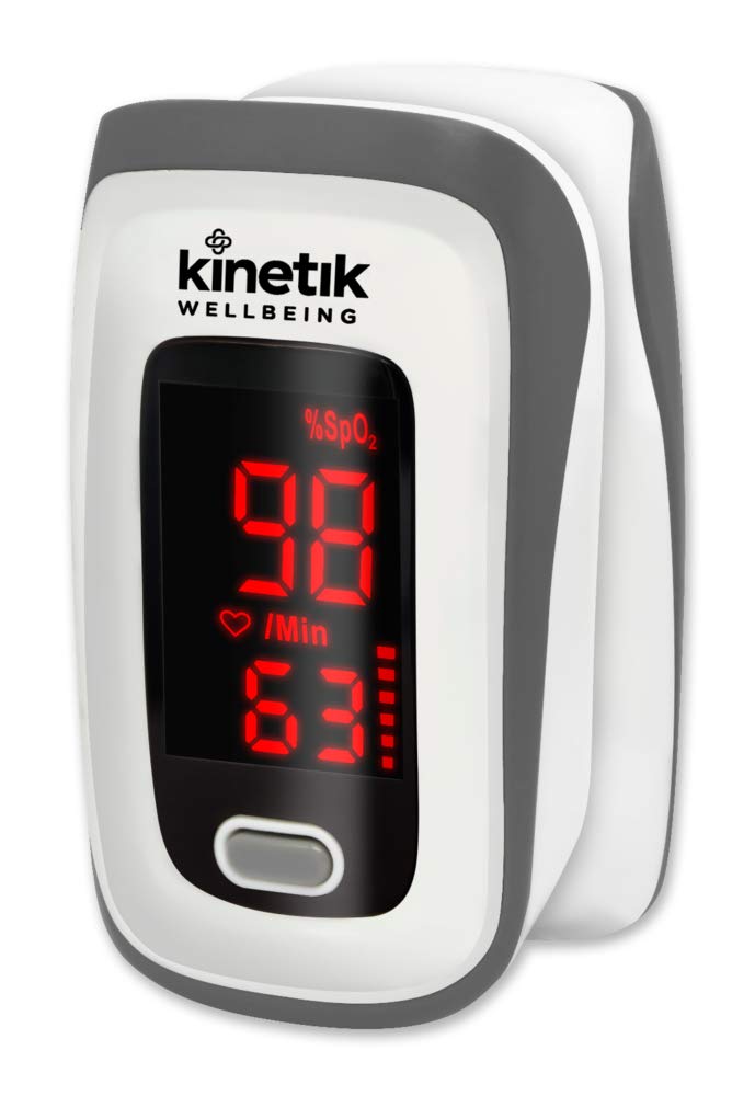 Kinetik Wellbeing Finger Pulse Oximeter - Heart Rate Monitor Used by the NHS, Blood Oxygen Meter for Adults & Kids, Accurate Pulse Rate & O2 Saturation Monitor - In Association with St John Ambulance
