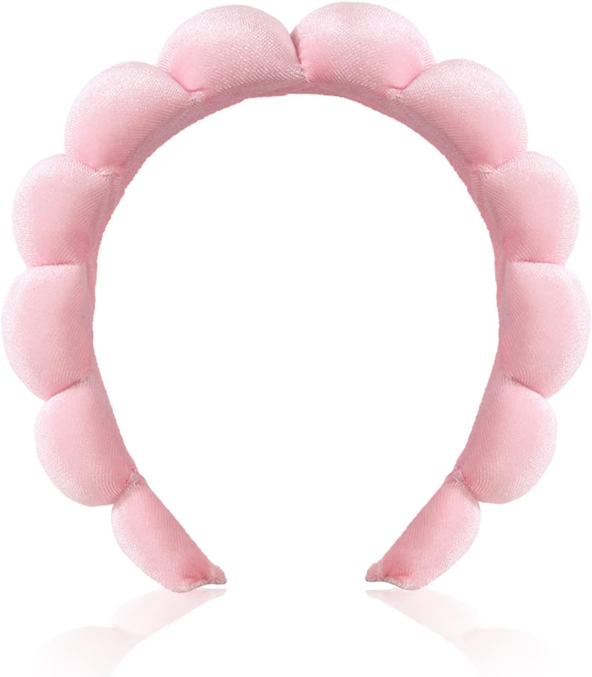 Ycfish Puffy Makeup Headband Spa Headbands for Women Sponge & Terry Towel Cloth Fabric Cute Skincare Headband for Face Washing, Makeup Removal, Shower, Facial Mask (Pink)