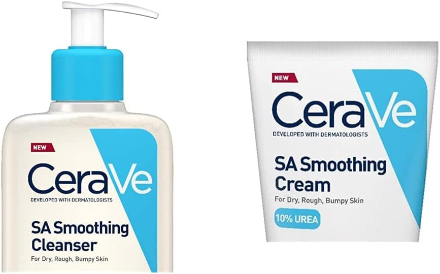CeraVe SA Smoothing Face and Body Cleanser for Dry, Rough and Bumpy Skin 473ml with Salicylic Acid & SA Smoothing Cream for Rough and Bumpy Skin 177ml with Salicylic Acid and 3 Essential Ceramides