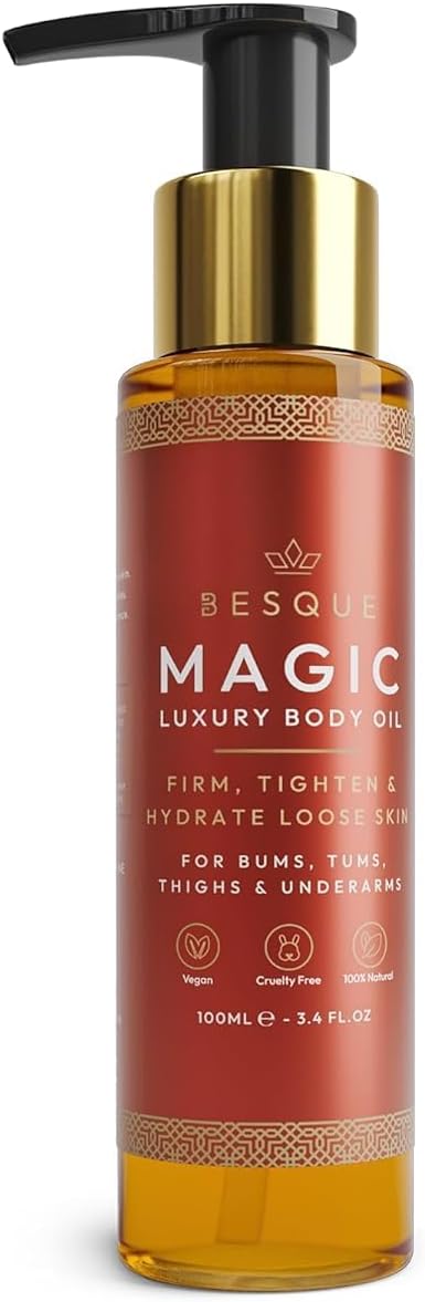 Besque Magic Body Oil, 100ml, After Shower Body Oil For Women, Hydrating Skin Care For Full Body That Plumps, Tightens, and Firms Skin With Natural Ingredients, Luxury Spa Gifts
