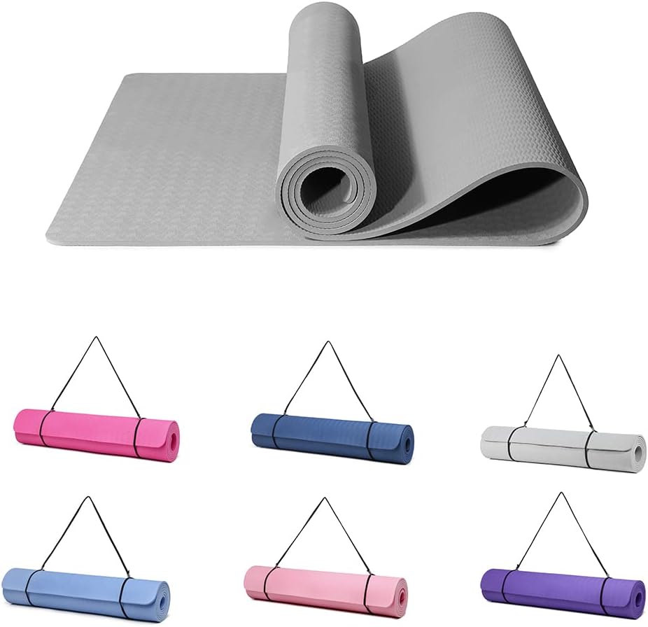 Good Nite Yoga Mat TPE Non-Slip Exercise Fitness Pilates Gymnastics Training Sport Mat Turn Mats Floor Gym with Carry Strap 183 x 61 x 0.6 cm