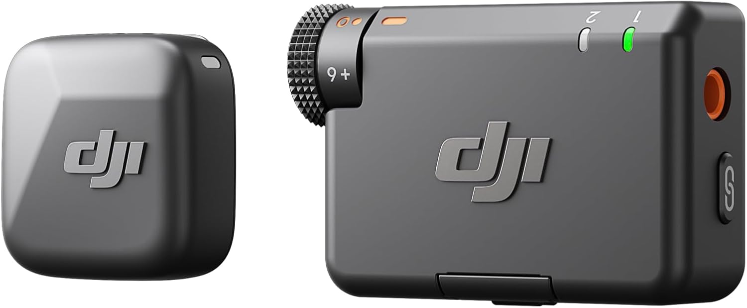 DJI Mic Mini (1 TX + 1 RX), Wireless Lavalier Microphone for iPhone/Camera/Android, Ultralight, Detail-Rich Audio, Noise Cancelling, Automatic Limiting, Vlog, Streaming, 400m Transmission | Ultralight Tx ≈10 G, 11.5 H Tx and 10.5 H Rx, Two-Level Noise Cancelling, Automatic Limiting