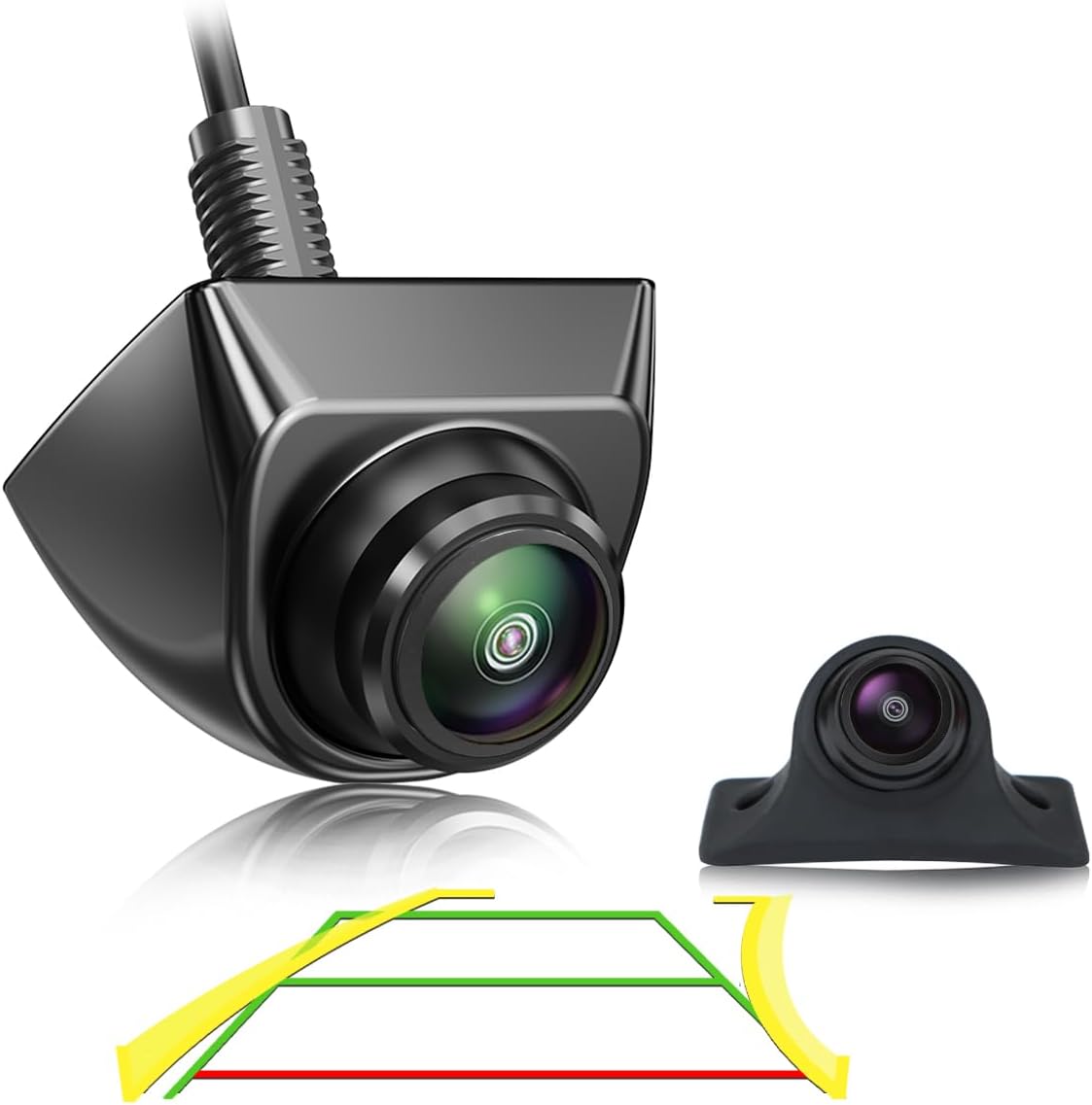 Car Backup Camera with Dynamic Trajectory Guide Line, GreenYi AHD1080P Reverse Rear View Cam, Adjustable Fisheye Lens, Waterproof Night Vision 170 Degree Wide View