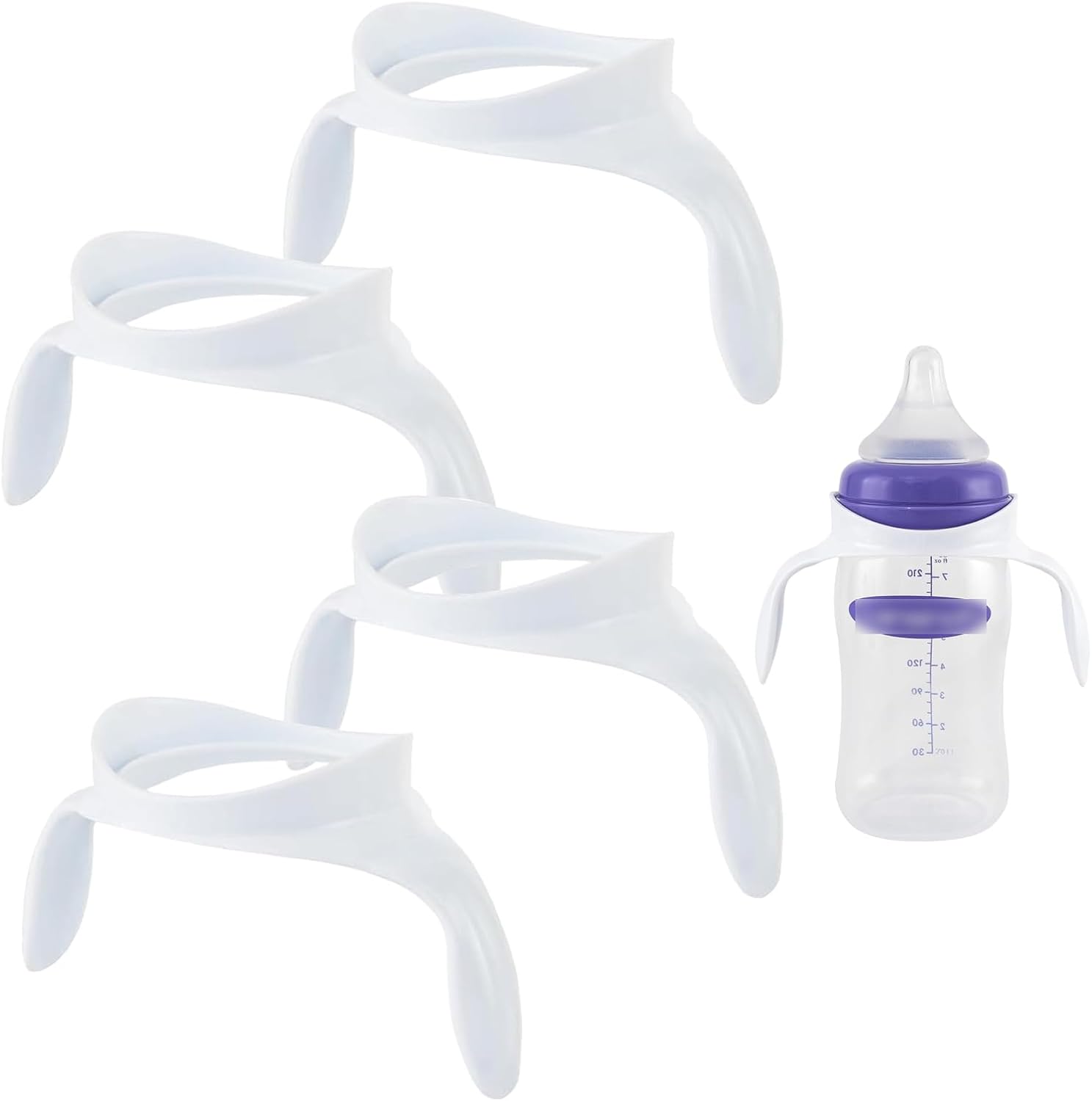 Lansinoh Bottle Handles Compatible with Lansinoh Baby Bottle Accessories - White - 4 Pack