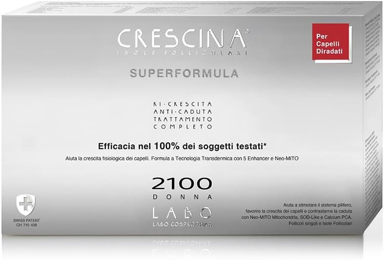 Crescina Transdermic SUPER FORMULA Re-Growth and Anti-Hair Loss Double Hair Treatment 2100 Women 20 Vials (10+10)