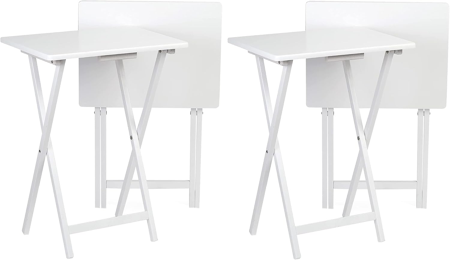 PJ Wood - Folding TV Tray Table Set - White Set of 4