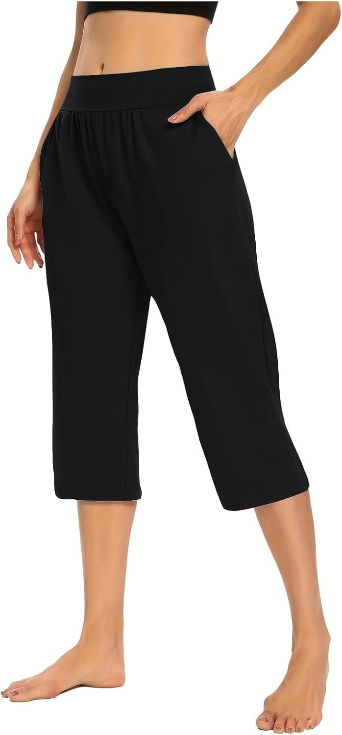 Pull On Capris for Women Dressy Casual Stretch Lightweight Capri Elastic High Waist Lounge Pants 2025 Summer