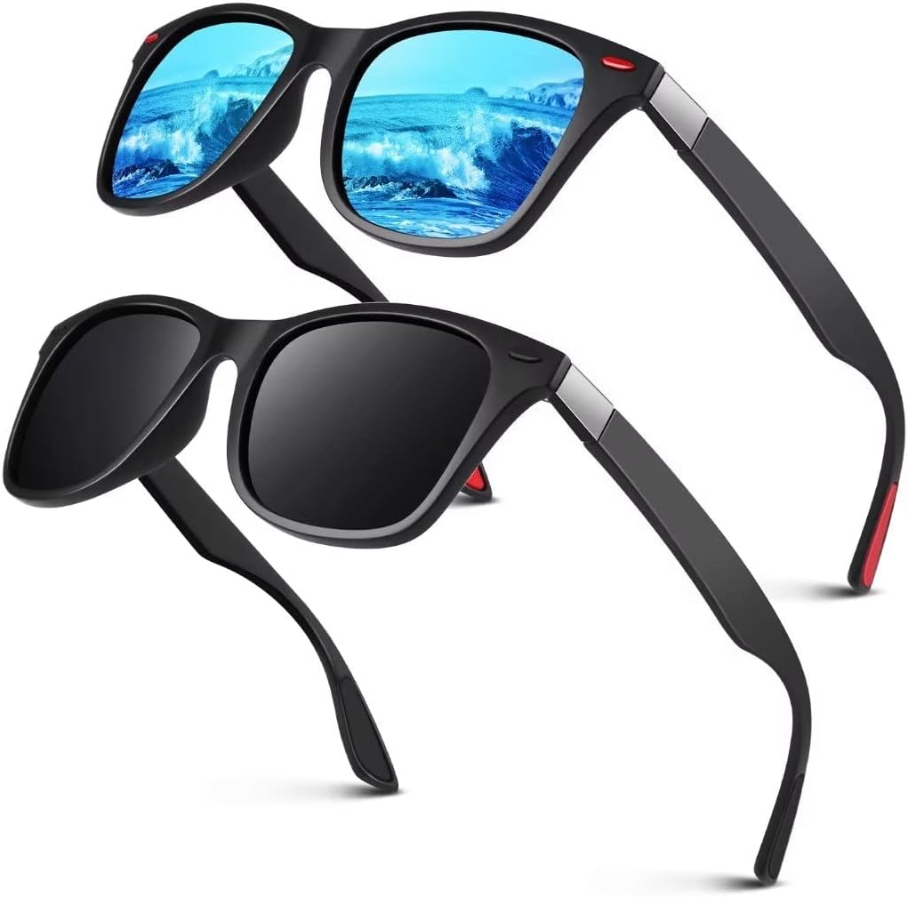 LINVO Polarised Sunglasses for Men and Women,Retro Dark Shades 100% UV Protection for Driving Fishing Running