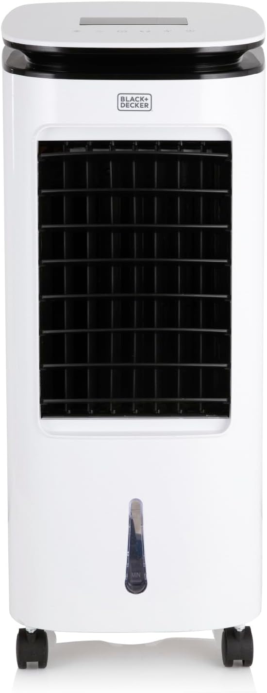 BLACK+DECKER BXAC65002GB Digital Air Cooler, 3 Speed Settings with 7 Litre Water Tank, 8 Hour Timer, LED Display, Remote Control, 65W, White