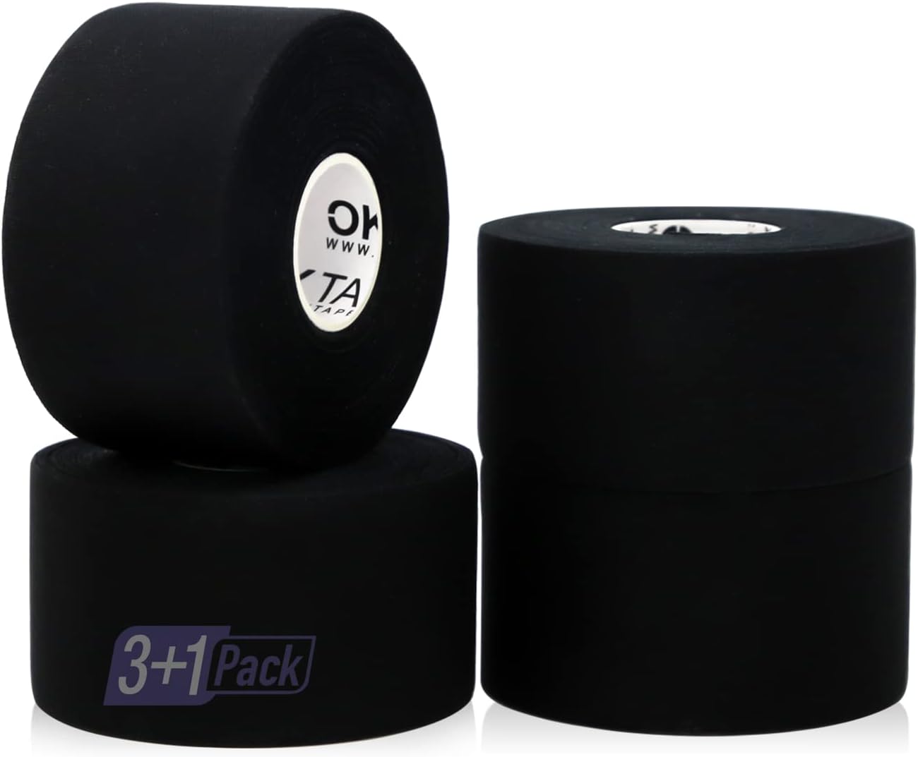 OK TAPE Athletic Sports Tape（4 Packs) - 45ft Per Roll Very Strong Tape for Athlete & Sport Trainers & First Aid Injury Wrap, Perfect for Fingers Ankles Wrist on Bat, Hockey Stick - Black