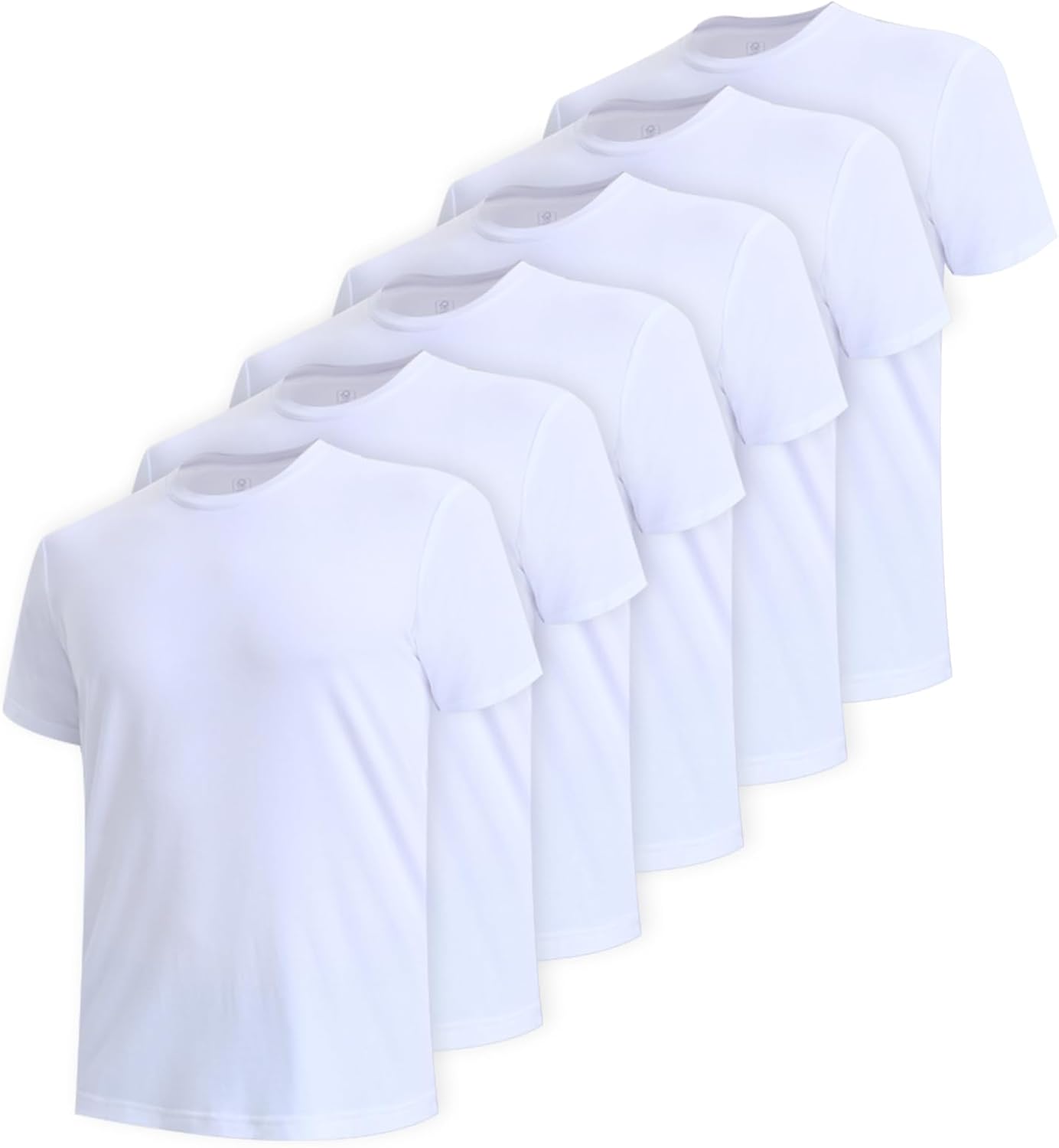 BAMBOO COOL Men's Undershirts Moisture-Wicking Crewneck T Shirts, Breathable Stretch Soft Tees for Men, 3 or 6 Pack