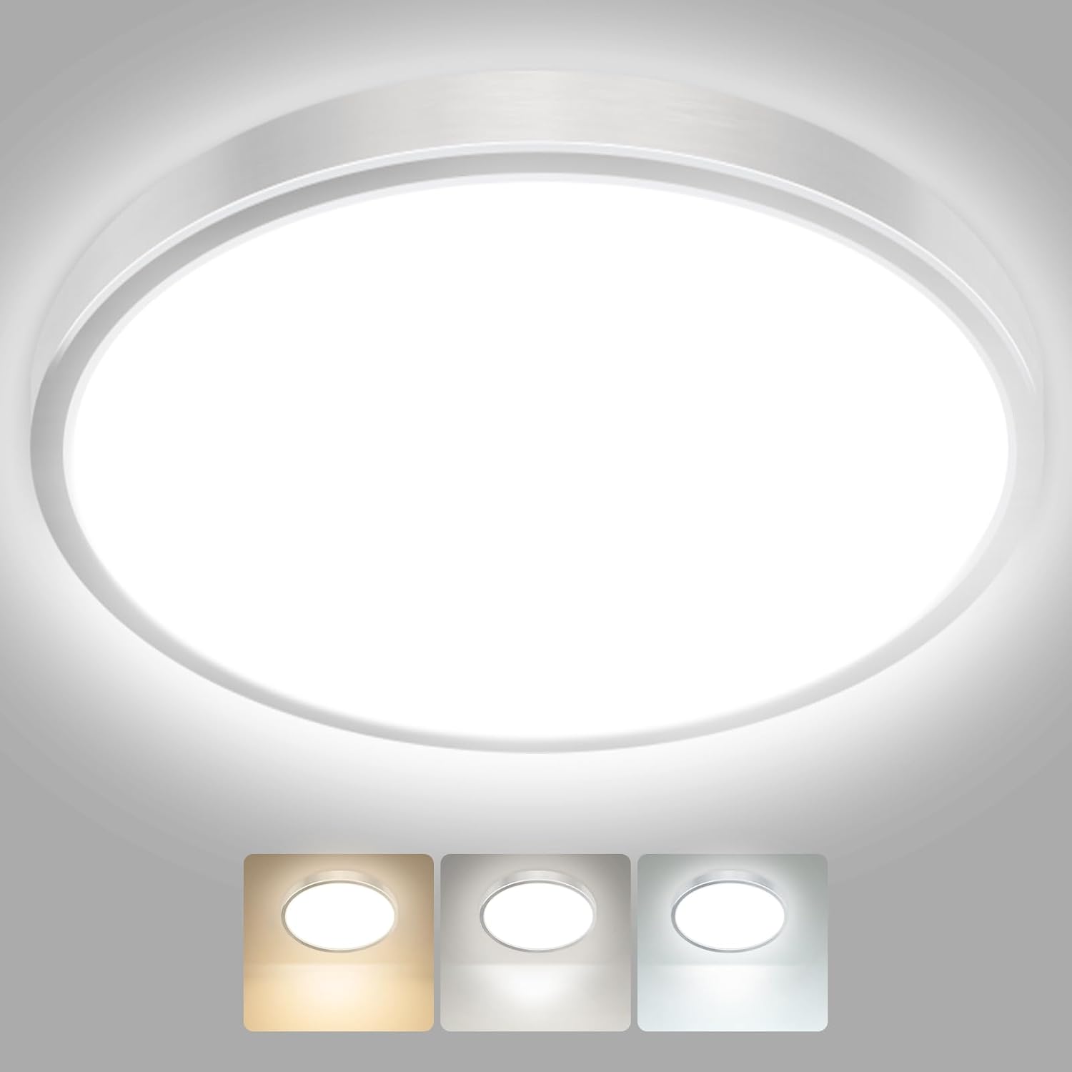 hepside LED Ceiling Light,3000K/4000K/6500K 3 Color Temperature,Waterproof LED Ceiling Lamp, Modern,Round Flush Ceiling Light for Bathroom, Living Room,Bedroom, Kitchen, Hallway, Office