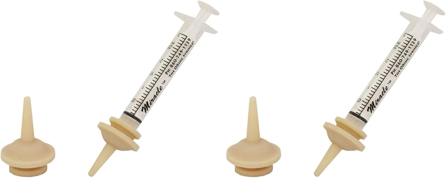 Miracle Nipple Original - Pack of 4 - with Miracle Brand O-Ring Syringe for Small Mammal, Kitten, Small Puppy and Squirrel Suckling - Patented