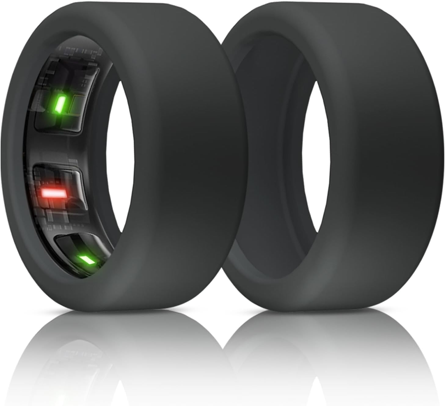 Silicone Ring Cover Compatible with Oura Ring Protector, Elastic Case for Oura Ring Gen 4/3 Working Out - Patent Protected (Black+Black, M for 11/12/13)