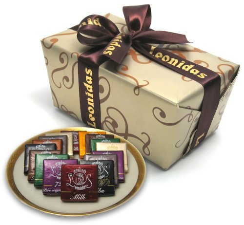 Leonidas Belgian Chocolates: 1 lb Napolitain Sampler Ballotin - Orange, Nibs, Feuilletine, Dark, Milk, and White Chocolate Squares