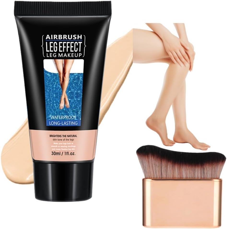 Leg Makeup Waterproof and Brush Bundle- Full Coverage Concealer for Legs and Body,Tattoo Cover Up Makeup, Bruise and Scar Concealer, Lightweight, Sweat Proof, Non Transfer, Easy to Apply (1#)