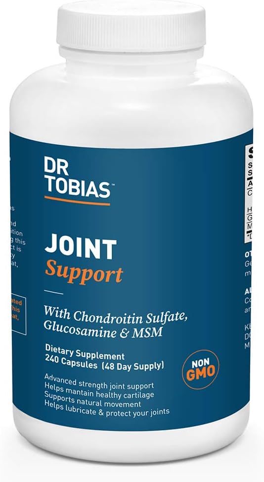Dr. Tobias Joint Support Supplement with Glucosamine Chondroitin MSM, Supports Connective Tissue, Function & Flexibility, Extra Strength Joint Supplements for Men & Women, 240 Capsules