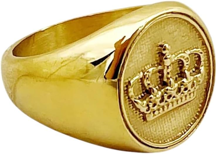 New 2026 Jinyue Classical Crown Embossed Stainless Steel Ring For Daily Wear Stylish Men And Women's Jewelry 14K Gold Plating Finger Fashion Accessories Creative Gift