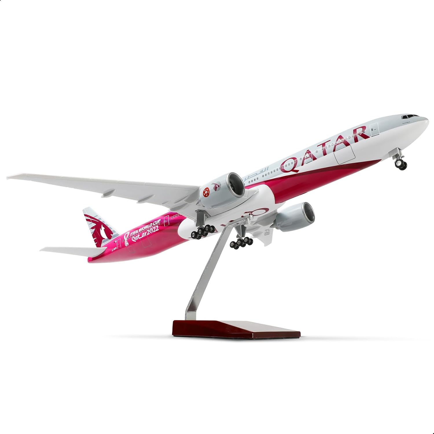 1/150 Boeing 777-300ER Qatar 18.5 inchs Large Model Diecast Airplane Model Kits with Stand for Aviation Enthusiast Gift A7-BEB (World Cup Commemorative Livery)