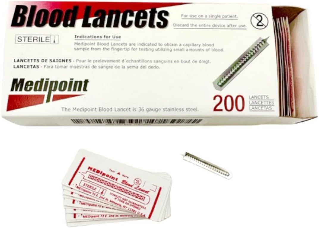 MEDIpoint Stainless Steel Lancet, 200 Count