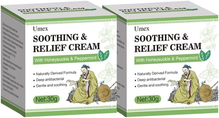 Soothing Relief Cream -Herbal Moisturizer for Sensitive Skin, Lightweight Hydration & Comfort, Refreshing Daily Skin Care（2bottle（30g/1.06oz））(1)