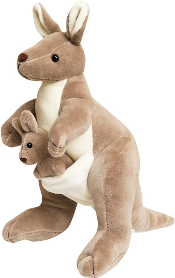 ZPSOSPZ Kangaroo Plush Doll, Cute Kangaroo Animal Doll, Mum Kangaroo Hold Baby Roo Soft Toy, Fluffy and Soft for Cuddling and Collecting Home Decor, 28 cm