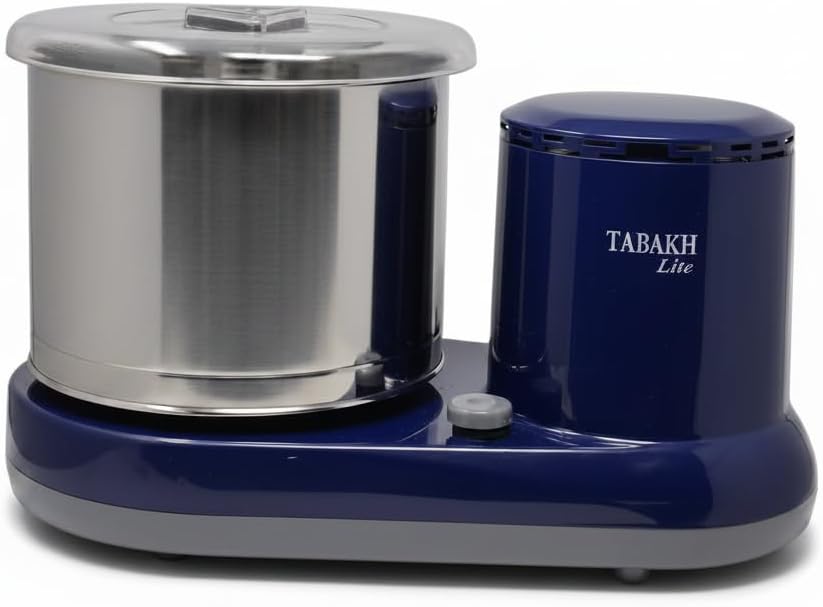 TABAKH Lite 1.5-Liter Stone Wet Grinder with Atta Kneader and Coconut Scraper, 110V