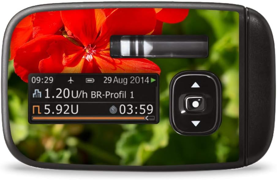 Flower Red - Sticker Skin for Accu-Chek Insight Insulin Pump