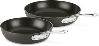 All-Clad Essentials Hard Anodized Nonstick Fry Pan Set 2 Piece, 8, 10,5 Inch Oven Broiler Safe 500F, Lid Safe 350F Pots and Pans, Cookware Black